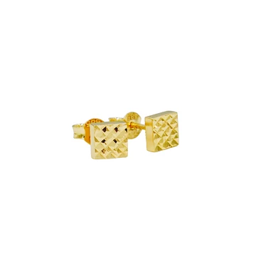 Fülbevaló bedugós sárga arany - " Négyzet "
