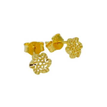 Fülbevaló bedugós sárga arany - " Virág "