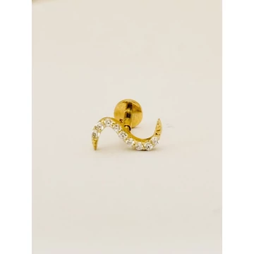 Fül piercing köves - sárga arany