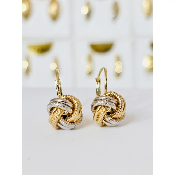 Fülbevaló patentzáras sárga és fehér arany -"Fonott" bicolor