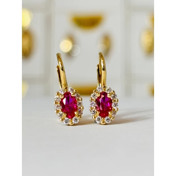 Fülbevaló patentzáras sárga arany -"Magenta" több köves